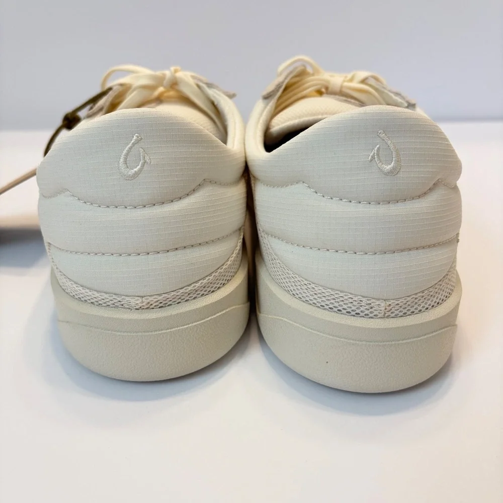 NEW OluKai Punini Mens White Sand Mesh Suede Drop-In Heel Sneakers  10.5M Casual